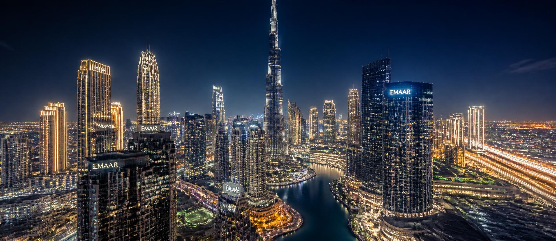 Dubai skyline at night